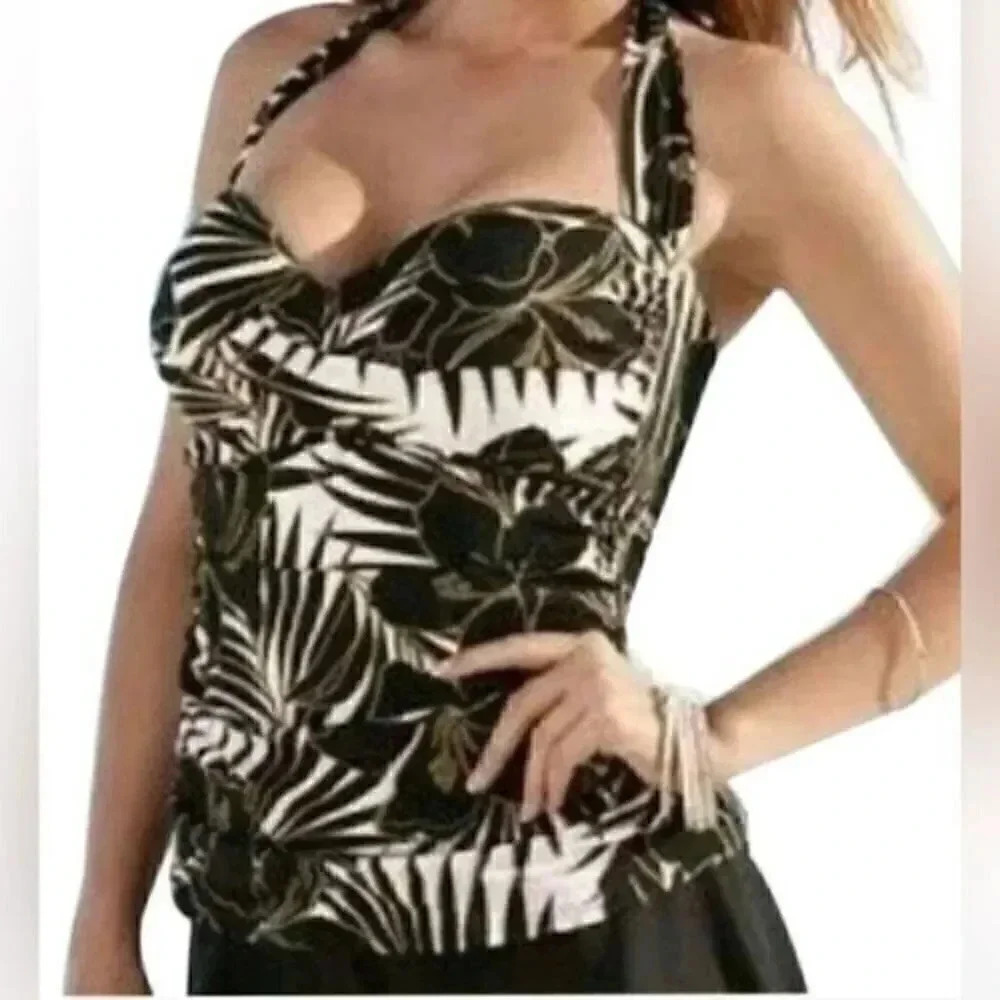Miraclesuit Black Barcelona Halter Tankini size 8